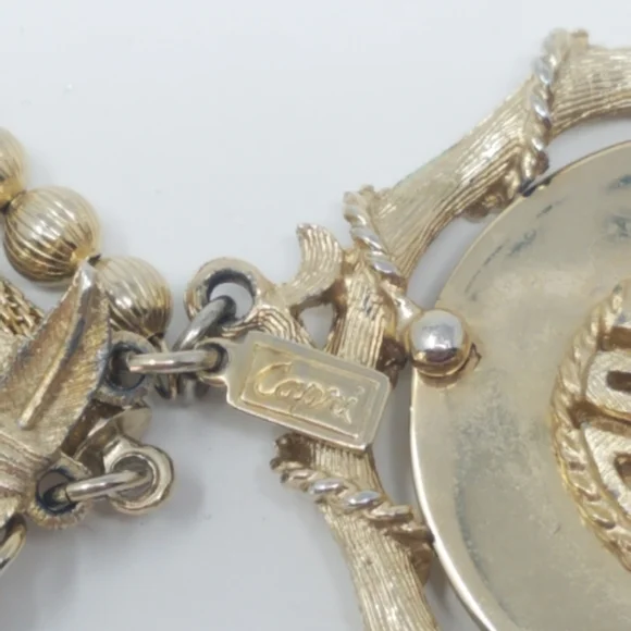 Vtg 1950's CAPRI bracelet signed pendant filigree - Picture 5 of 5